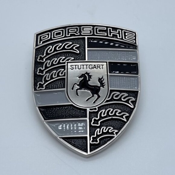Porsche Design Other - NWT PORSCHE refinished custom livery hood crest Chalk Gray & Black custom ma…